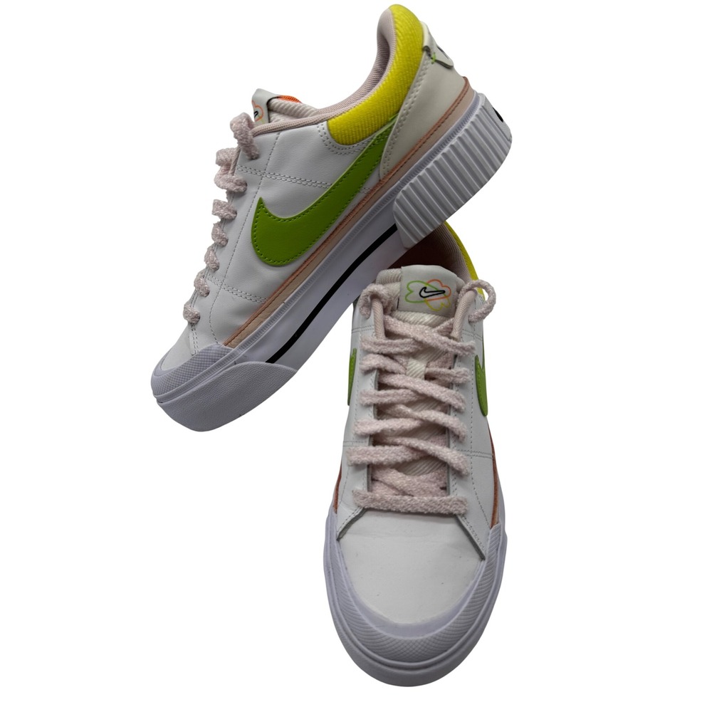 Nike Court Legacy Lift Womens 9 White Green FD0872-100 Excellent Platform Shoe - Picture 2 of 10